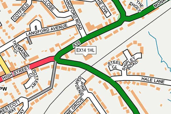 EX14 1HL map - OS OpenMap – Local (Ordnance Survey)