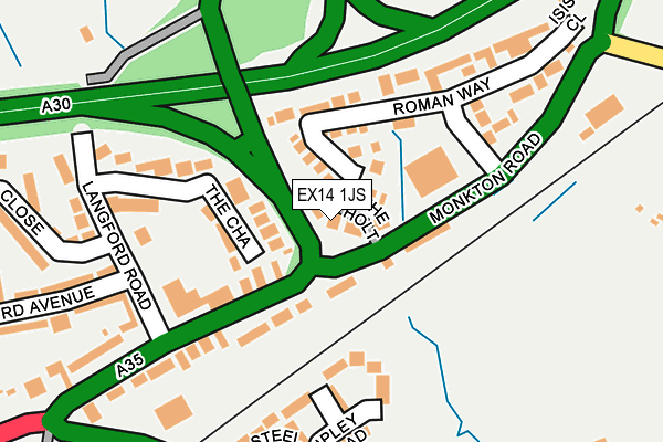 EX14 1JS map - OS OpenMap – Local (Ordnance Survey)