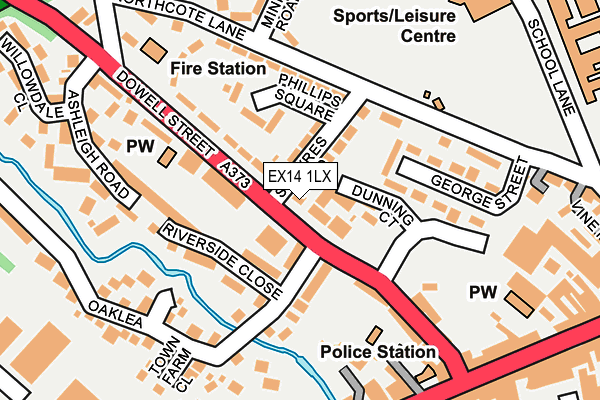 EX14 1LX map - OS OpenMap – Local (Ordnance Survey)