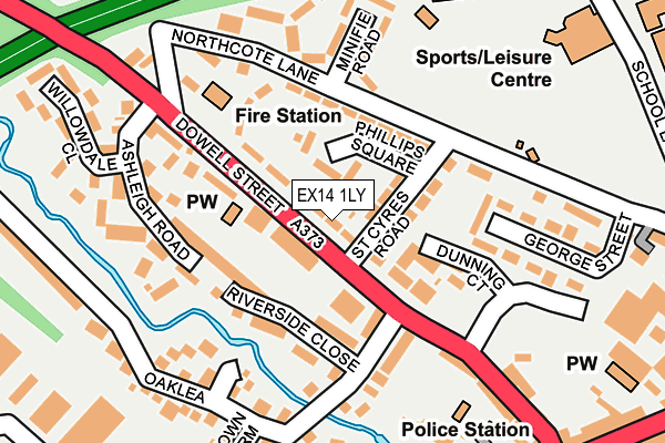 Map of HONITON PLUMBING AND HEATING SERVICES LIMITED at local scale