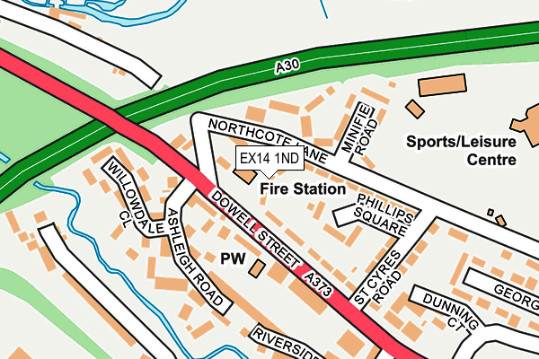 EX14 1ND map - OS OpenMap – Local (Ordnance Survey)