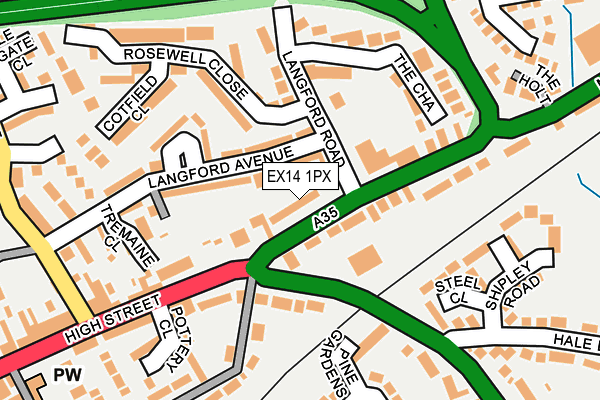 EX14 1PX map - OS OpenMap – Local (Ordnance Survey)