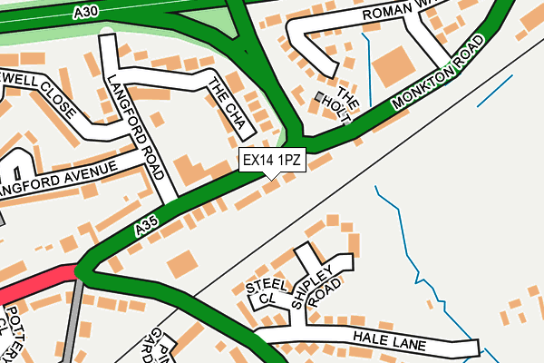 EX14 1PZ map - OS OpenMap – Local (Ordnance Survey)