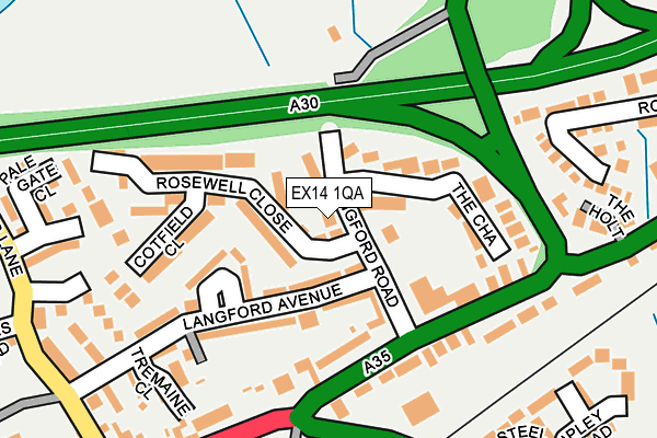 EX14 1QA map - OS OpenMap – Local (Ordnance Survey)