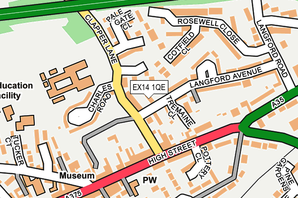 EX14 1QE map - OS OpenMap – Local (Ordnance Survey)