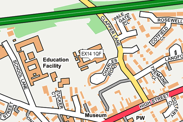 EX14 1QF map - OS OpenMap – Local (Ordnance Survey)
