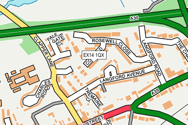 EX14 1QX map - OS OpenMap – Local (Ordnance Survey)