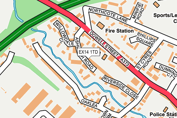 EX14 1TD map - OS OpenMap – Local (Ordnance Survey)