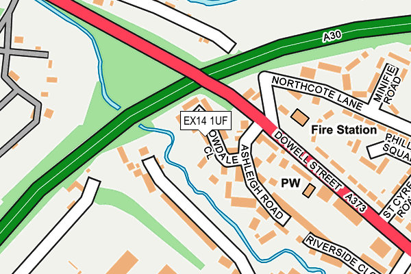 EX14 1UF map - OS OpenMap – Local (Ordnance Survey)