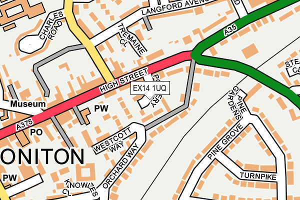 EX14 1UQ map - OS OpenMap – Local (Ordnance Survey)