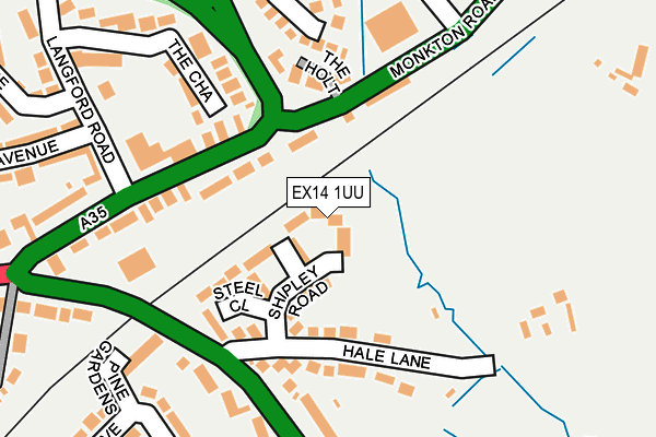 EX14 1UU map - OS OpenMap – Local (Ordnance Survey)