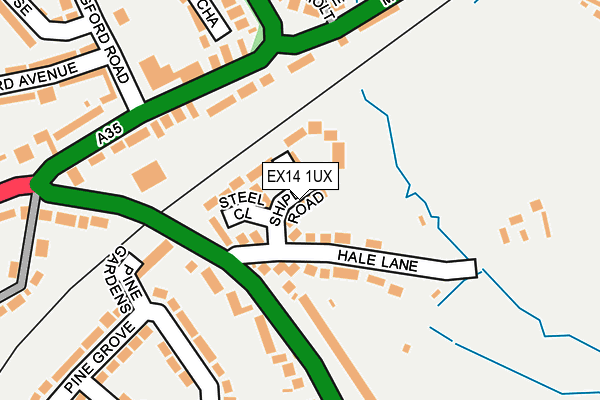 EX14 1UX map - OS OpenMap – Local (Ordnance Survey)