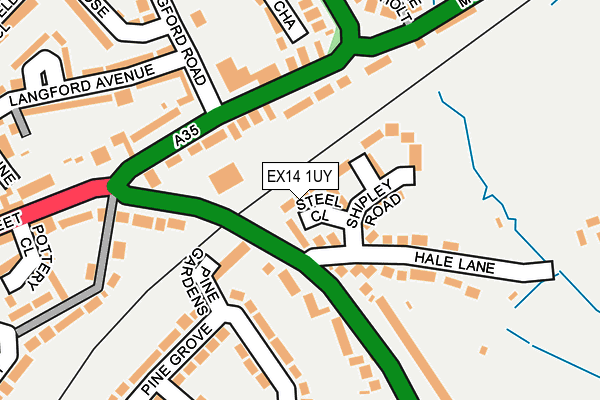 EX14 1UY map - OS OpenMap – Local (Ordnance Survey)