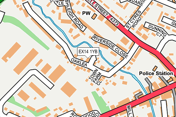 EX14 1YB map - OS OpenMap – Local (Ordnance Survey)