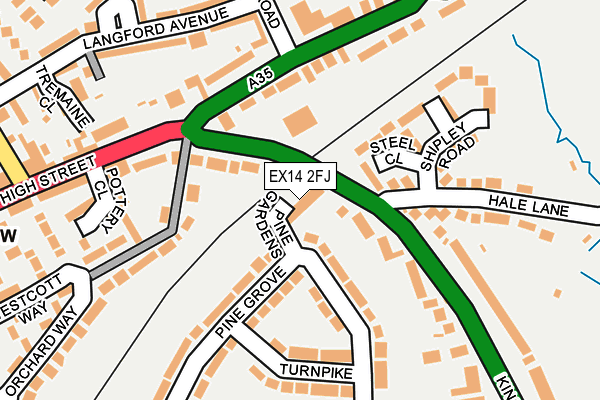 EX14 2FJ map - OS OpenMap – Local (Ordnance Survey)