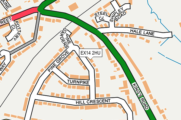 EX14 2HU map - OS OpenMap – Local (Ordnance Survey)