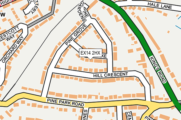 EX14 2HX map - OS OpenMap – Local (Ordnance Survey)