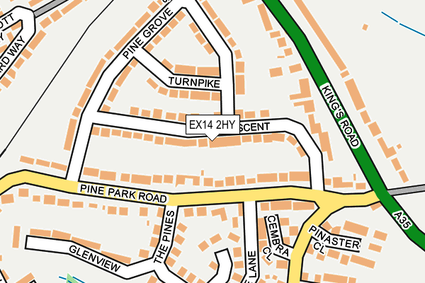 EX14 2HY map - OS OpenMap – Local (Ordnance Survey)