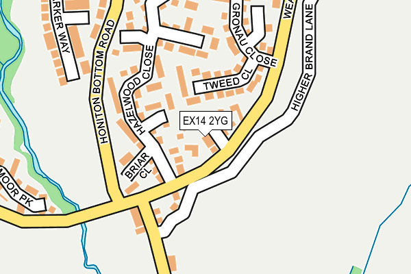 EX14 2YG map - OS OpenMap – Local (Ordnance Survey)