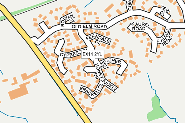 EX14 2YL map - OS OpenMap – Local (Ordnance Survey)