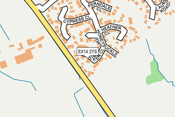 EX14 2YS map - OS OpenMap – Local (Ordnance Survey)
