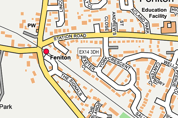 EX14 3DH map - OS OpenMap – Local (Ordnance Survey)