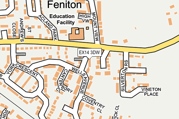 EX14 3DW map - OS OpenMap – Local (Ordnance Survey)