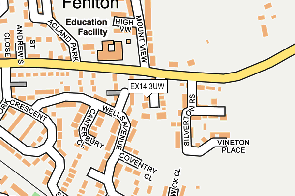 EX14 3UW map - OS OpenMap – Local (Ordnance Survey)