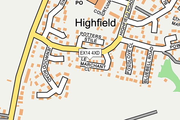 EX14 4XD map - OS OpenMap – Local (Ordnance Survey)