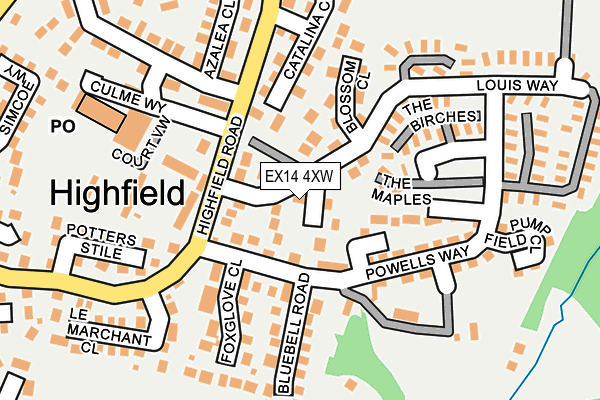 EX14 4XW map - OS OpenMap – Local (Ordnance Survey)