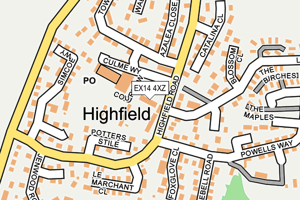 EX14 4XZ map - OS OpenMap – Local (Ordnance Survey)