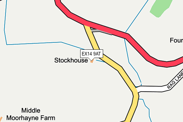 EX14 9AT map - OS OpenMap – Local (Ordnance Survey)