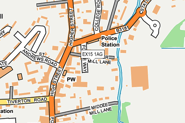 EX15 1AG map - OS OpenMap – Local (Ordnance Survey)