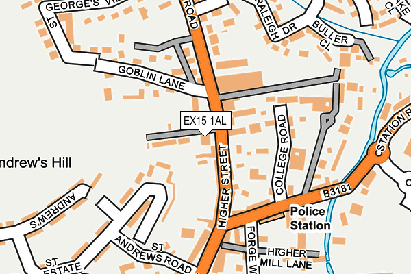 EX15 1AL map - OS OpenMap – Local (Ordnance Survey)