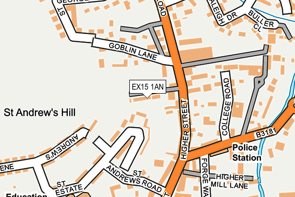 EX15 1AN map - OS OpenMap – Local (Ordnance Survey)