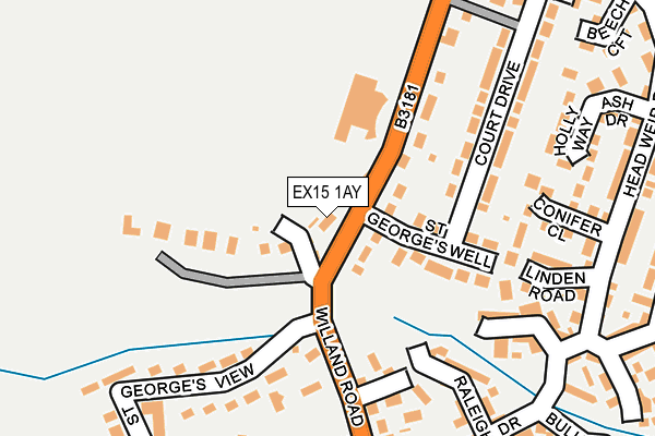 EX15 1AY map - OS OpenMap – Local (Ordnance Survey)