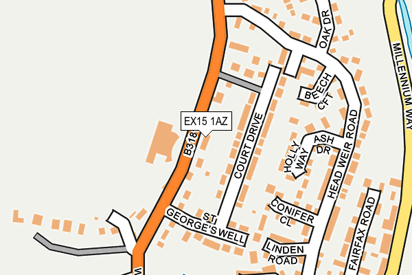 EX15 1AZ map - OS OpenMap – Local (Ordnance Survey)