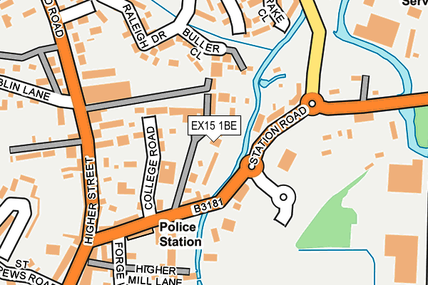 EX15 1BE map - OS OpenMap – Local (Ordnance Survey)