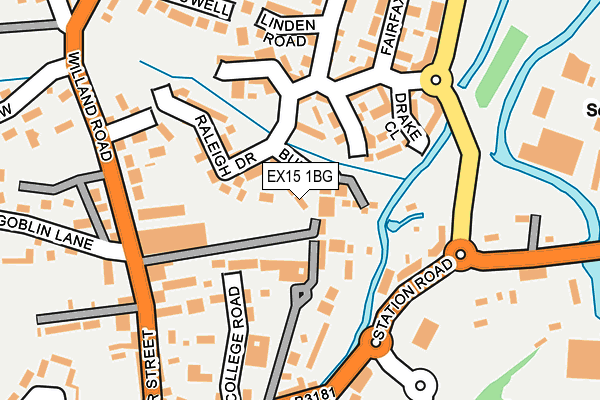 EX15 1BG map - OS OpenMap – Local (Ordnance Survey)