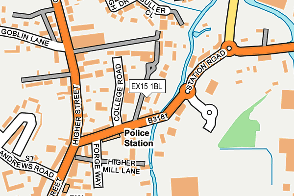 EX15 1BL map - OS OpenMap – Local (Ordnance Survey)