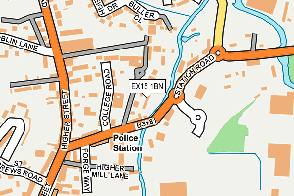 EX15 1BN map - OS OpenMap – Local (Ordnance Survey)