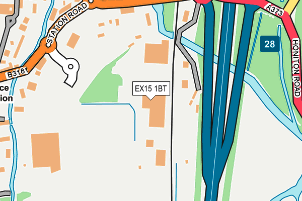 EX15 1BT map - OS OpenMap – Local (Ordnance Survey)