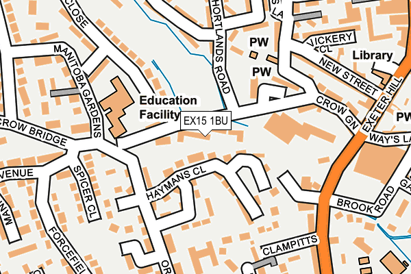 EX15 1BU map - OS OpenMap – Local (Ordnance Survey)