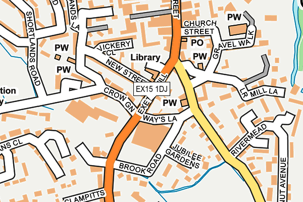 EX15 1DJ map - OS OpenMap – Local (Ordnance Survey)