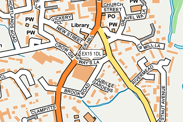 EX15 1DL map - OS OpenMap – Local (Ordnance Survey)