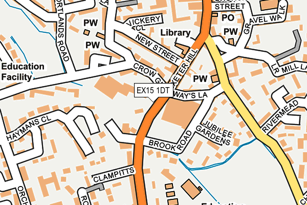 EX15 1DT map - OS OpenMap – Local (Ordnance Survey)