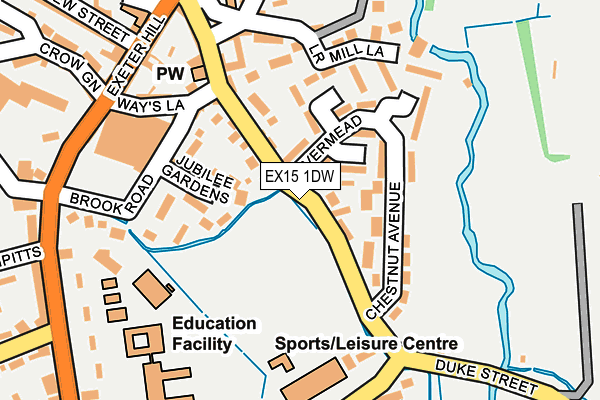 EX15 1DW map - OS OpenMap – Local (Ordnance Survey)