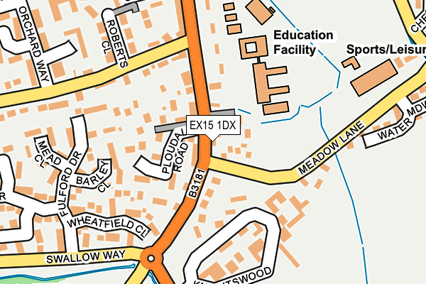 EX15 1DX map - OS OpenMap – Local (Ordnance Survey)