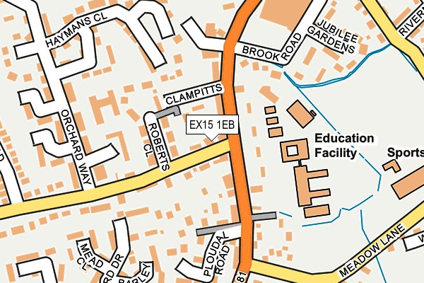 EX15 1EB map - OS OpenMap – Local (Ordnance Survey)