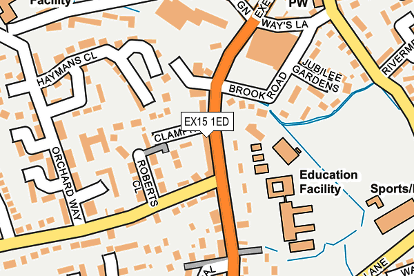 EX15 1ED map - OS OpenMap – Local (Ordnance Survey)